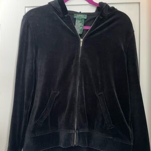 Vintage Ralph Lauren Black Velvet Zip-Up Jacket